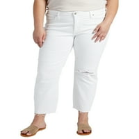 Ezüst Jeans Co. női plusz méretű legkeresettebb középnövekedés egyenes növényi nadrág derékméret 12-24