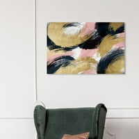 Wynwood Studio Absztrakt Wall Art vászon nyomtatványok 'Blush and Midnight Dream' festék - arany, rózsaszín