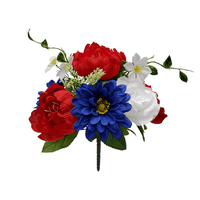 Alaptársok 11.5 mesterséges virágcsokor, bazsarózsav -vörös, fehér és kék színek