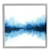 Stupell Indperies, amely tükrözi a kék ívek absztrakt rétegelt formáit a fehér felett, 17, Design by Grace Popp