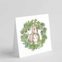Bull Terrier piros és fehér karácsonyi koszorú tér üdvözlőlapok és borítékok