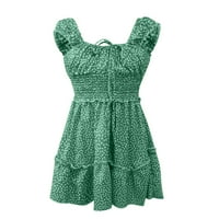 drpgunly Női ruhák őszi ruhák a nők, Rakott ujjú nyakkivágással nyomtatási ruha Mini ruha sundress GmbH a nők Zöld