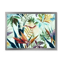 Designart 'VIntage Tropical Flowers I' Tropical Keretezett Art Print