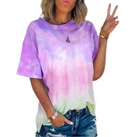 Relanfenk nyári alkalmi Legénység nyak ujjú Rövid Női felsők póló Tie Dye Tee Női blúz