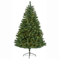 Szinte természetes tiszta előkészítés LED zöld díszített fenyő karácsonyfa, 6 '