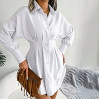 Őszi ruhák Női Alkalmi Divat Alkalmi V-nyakú Hosszú ujjú laza póló őszi blúz gomb felsők Fehér XL