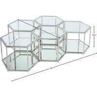 Meridian bútorok sei moduláris rozsdamentes acél és üveg dohányzóasztal