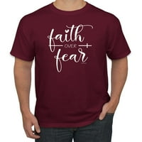 Aranyos keresztény idézet hit a félelem felett inspiráló keresztény férfi grafikus póló, Gesztenyebarna, 4XL