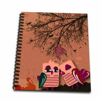3dRose aranyos kis szerelmes madarak egy fa alatt vektor illusztráció-memória könyv, által