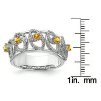 Primal Gold Karat fehér arany gyémánt és citrin sáv gyűrű