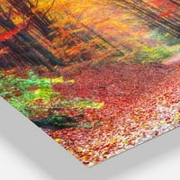 Designart 'Road a gyönyörű őszi erdőben' Multipanel Modern Forest Extra nagy fém fali művészetek