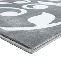 Leaves Collection 3' x5 ' Gray & White Area szőnyeg, Extra puha és kényelmes szőnyeg, Area szőnyegek konyha, nappali