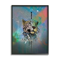 Stupell Industries Fractal Dreamcatcher Jaguar Graphic Art Fekete Keretes Art Print Wall Art, Karin Roberts tervezése
