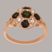 British Made 9k Rose Gold természetes zöld turmalin & Diamond női ígéret gyűrű - méret opciók-Méret 9.5