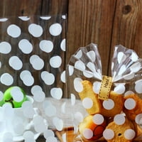 Novobey DIY öntapadó műanyag átlátszó cukorka süti ajándék táska, visszazárható fehér pöttyös önzáró csomagoló táskák