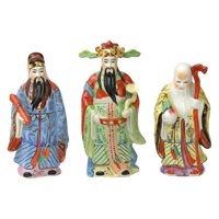 Keleti Bútorok 10 Tao Szerencsés Istenek, Szobrok, Figura, Kínai, Porcelán, Klasszikus, Taoista