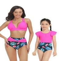 Skearow anya-lánya szülő-gyermek fürdőruha Virágmintás úszás Bikini szett Ujjatlan Magas derék család megfelelő fürdőruha