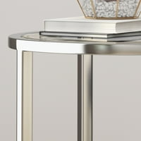 Nemes ház Ameela Modern kerek végű asztal Edzett üveg fiókokkal és rozsdamentes acél kerettel, ezüst