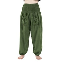 CAICJ Női nadrág Női Alkalmi kockás nyomtatott nadrág magas derékú széles lábú nadrág nadrág Zöld, M