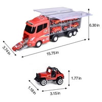 Kis játékok 12-in-öntött tűzoltóautó Játékok, 16 közlekedési tűzoltóautó hordozó Tűzoltóautókkal, tűzoltóautó fiúknak