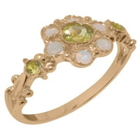 Brit készült 18K Rózsa arany gyűrű természetes Peridot & Opal Női évforduló gyűrű - méret opciók-méret 11.25