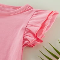 Újszülött kislány Fly ujjú póló pamut egyszínű kerek nyakú alkalmi felső nyári ruházat