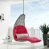 Modway táj függő Chaise Lounge szabadtéri terasz hinta szék Világosszürke piros