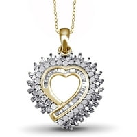 JewelersClub 1. Carat T.W. Fehér gyémánt arany az ezüst szív medál felett