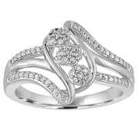 Carat T.W. Gyémánt sterling ezüst klaszter gyűrű