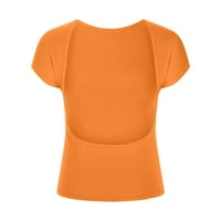 Női szilárd felsők Y2K Tshirts Rövid ujjú ing Mock nyak pólók Slim Fit termés blúz tizenéves lány tunika Narancs L