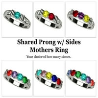 Nana megosztott prong w oldalsó kő anyák napi gyűrű 1- kő 10k fehérarany női méret 4.- Kő 1