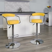 Flash Bútorok Taft Pk. Kortárs sárga vinil állítható magasságú bárszék karokkal és króm talppal