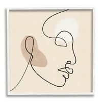 A Stupell Indperries Minimal Face Line rajz absztrakt barna barnás alakzatok, 24, design by JJ Design Hoe LLC