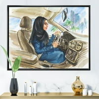 Designart 'arab hölgy vezetve egy autót.