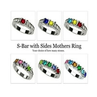 Nana S-Bar W oldalak anyák napi gyűrű 1-ig többköves ajándék-10k fehér arany méretű 9-kő nő