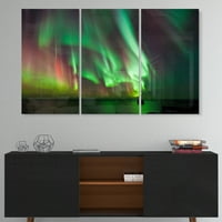Designart 'Green Northern Lights Aurora' multipanel nagy absztrakt fém fali művészet