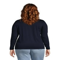 Lands ' End női Molett méretű nyugodt Supima pamut hosszú ujjú Crewneck póló