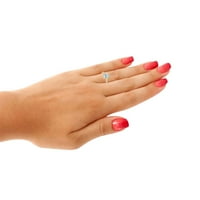 Mauli Jewels Gyűrűk nőknek 1. Karátos gyémánt és körte alakú Aqumarine 4-vasvilla 10K sárga arany