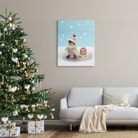 Stupell Industries Penguin Karácsonyi Ajándék Szán Ünnep Fotógaléria Csomagolt Vászon Nyomtatás Wall Art