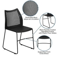 Flash bútorok HERCULES sorozat lb. Kapacitás Fekete Stack szék légtelenítő háttal és fekete porszórt szán talppal