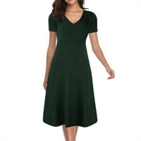Guzom Homecoming ruhák tizenéveseknek-V-nyakú Báli ruhák elegáns rövid ujjú egyszínű Retro őszi ruhák nőknek Zöld