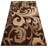 Nos, szövött Ruby Leslie Fleur de Lis Modern Contorary Brown Damask 6'7 9'3 terület szőnyeg