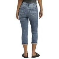 Silver Jeans Co. Női Elyse Mid Rise Capri, derékméret 24-34