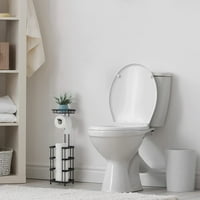 Fürdőszoba szabadon álló WC -papír tartó tekercsekhez mobiltelefonpolc, fekete