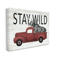 A Stupell Industries Stay Wild Moose Antik Red kisteherautó grafikus galéria csomagolt vászon nyomtatott fali művészet,