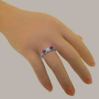 Brit készült 18K fehér arany természetes opál & Ruby Női ígéret gyűrű - méret opciók-Méret 7
