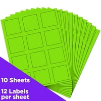 Papír és boríték négyzet címkék, 2, neonzöld, 120 csomag