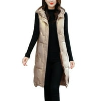 pgeraug téli kabátok női nők szilárd kabát kabát kapucnis mellény cipzáras zseb Laza ujjatlan hosszú kabát Női felsők