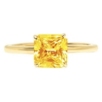 1. ct ragyogó Asscher vágott természetes citrin 14k sárga arany Pasziánsz gyűrű SZ 6.75