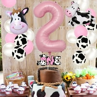 Szent Tehén Im Két Születésnapi Dekoráció Lány, Farm Tehén Állat Téma Születésnapi Party Kellékek, Tehén Második Születésnapi